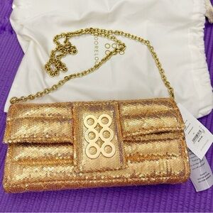 NWT KOORELOO Amalfi Sequin Gold Chain Clutch